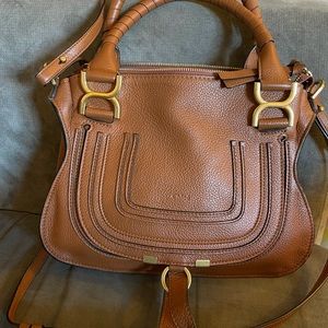 Chloe Marcie Small Leather Tan Satchel Bag